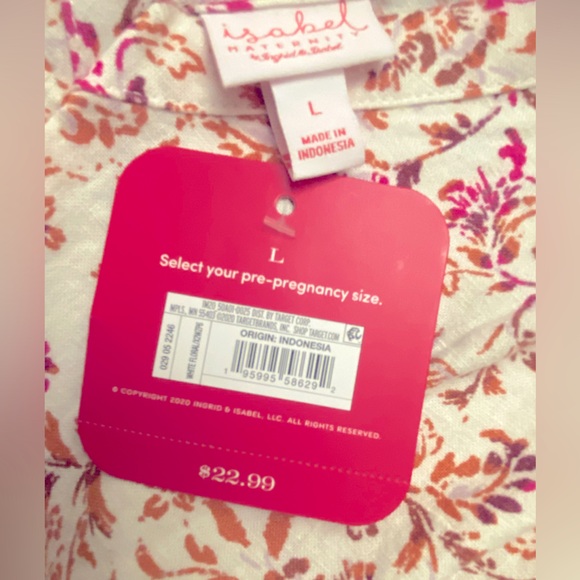 Pink & Tan Floral with white Maternity Dress/Top - Size M - Picture 3 of 4